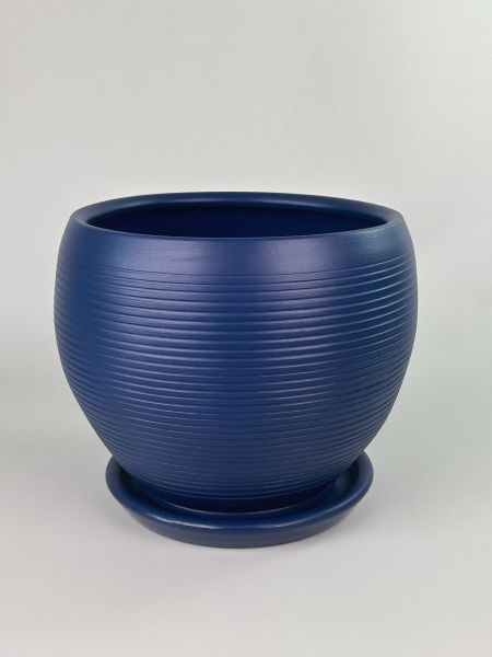 Küre Saksı-Çizgili Mat Gece Mavisi