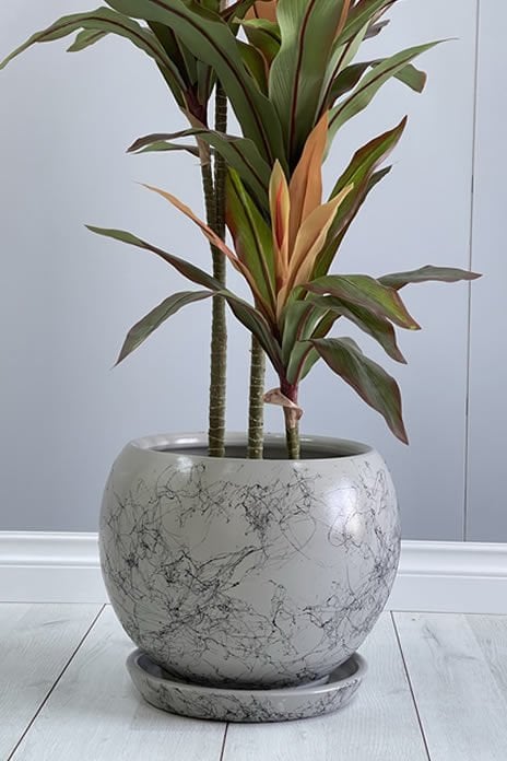 Küre Saksı - Mia Granit Mermer Desenli H:27cm X Çap:30cm (20 Litre)