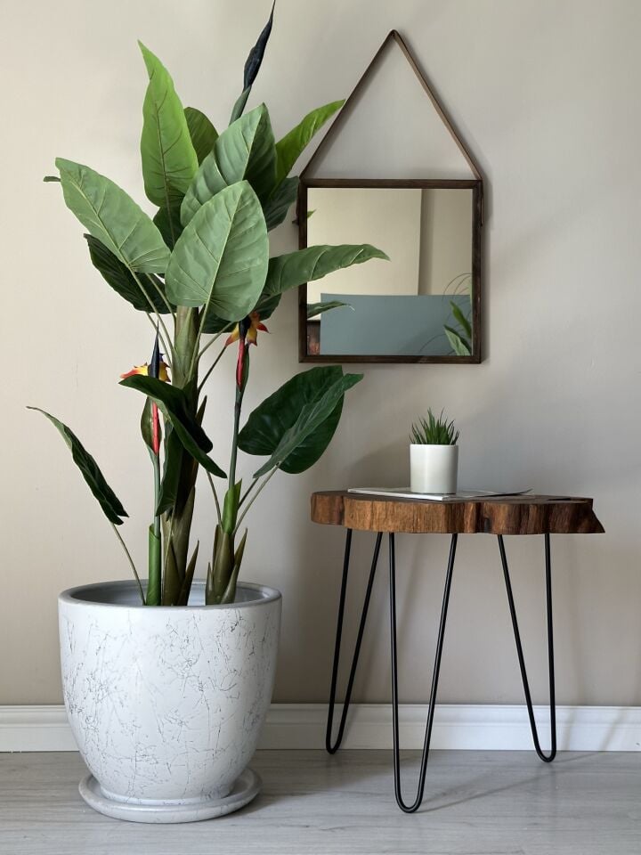 Klasik Saksı Tabaklı Mia Seri- Beyaz Gümüş Mermer Desenli