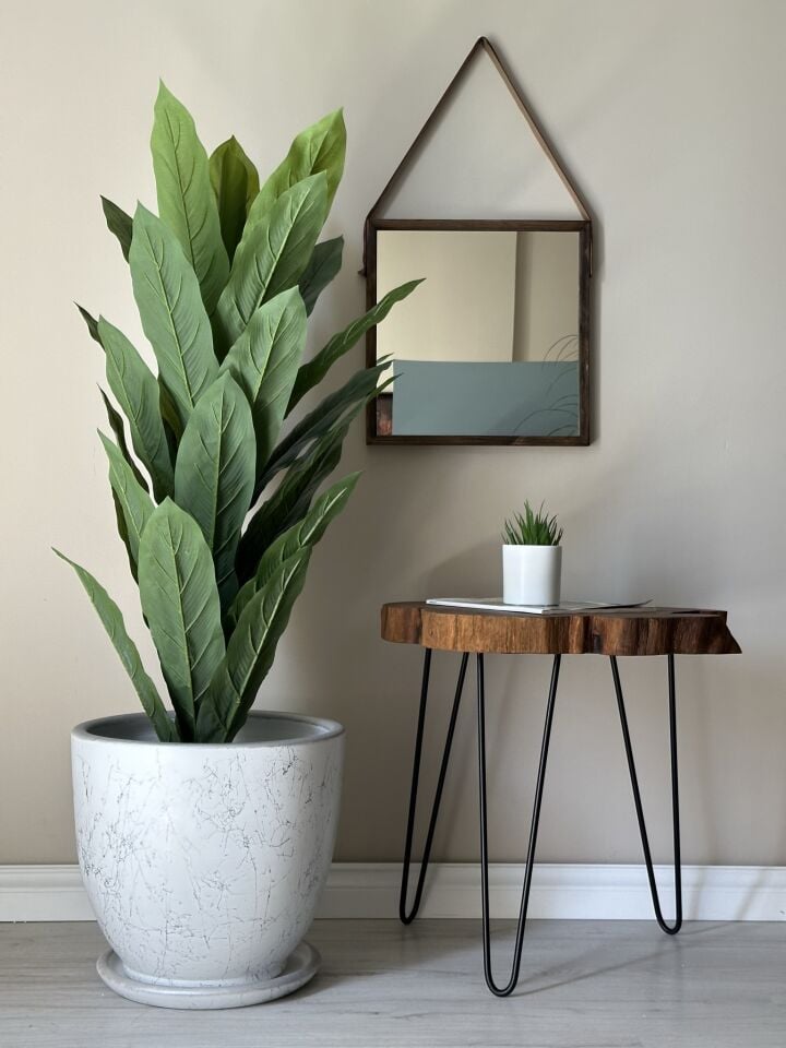 Klasik Saksı Tabaklı Mia Seri- Beyaz Gümüş Mermer Desenli