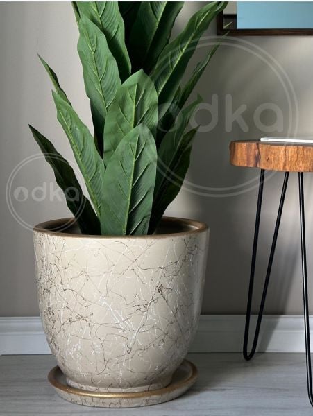 40 Litre Büyük Boy Klasik Saksı Tabaklı Yükseklik 38cm Çap 40cm