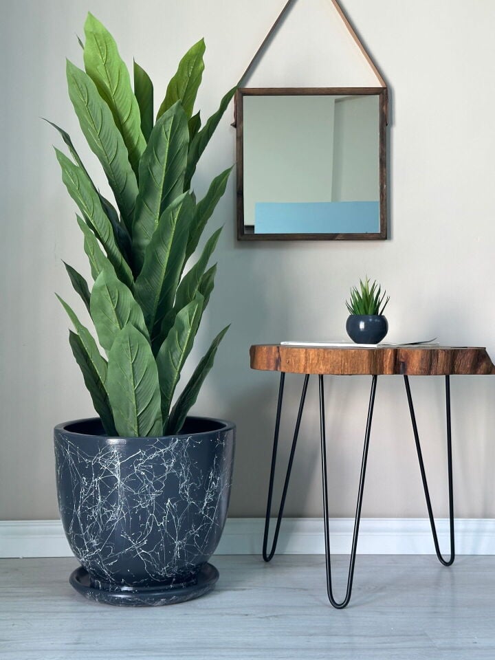 Mia Seri Klasik Saksı Tabaklı Yükseklik 30cm Çap 32cm