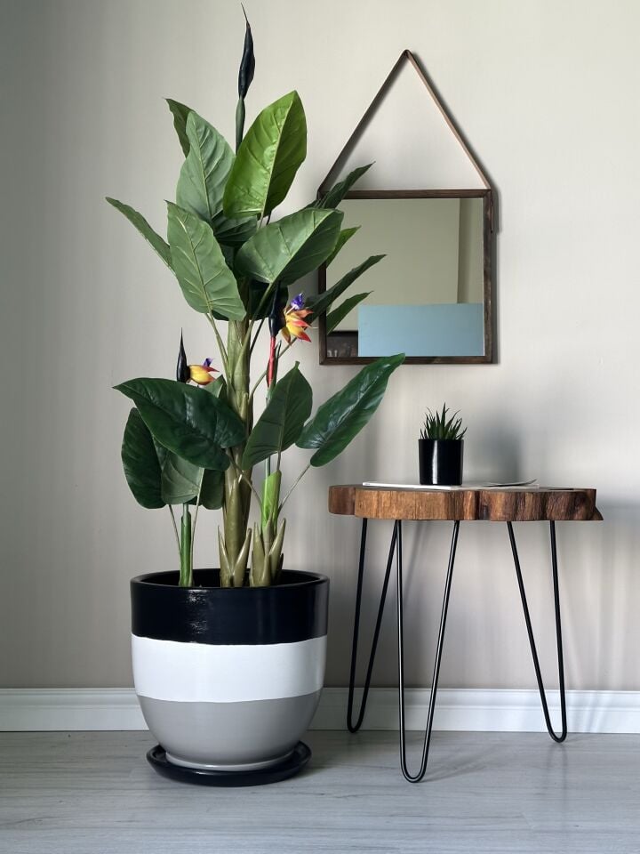 Klasik Saksı Tabaklı -Siyah Beyaz Granit