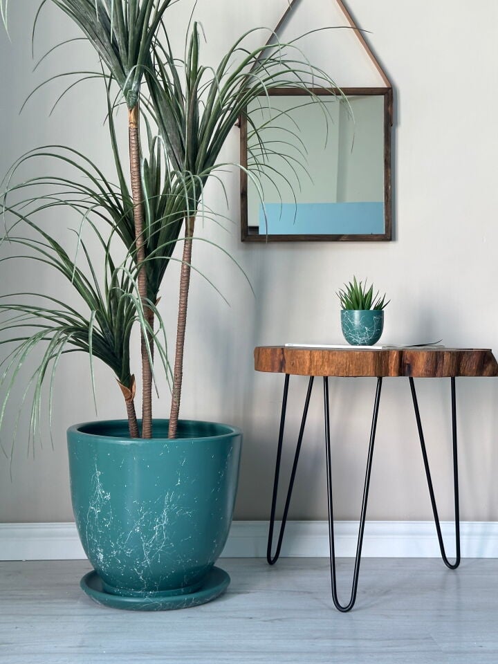 Klasik Saksı Tabaklı Mia Seri- Zümrüt Mermer Desenli