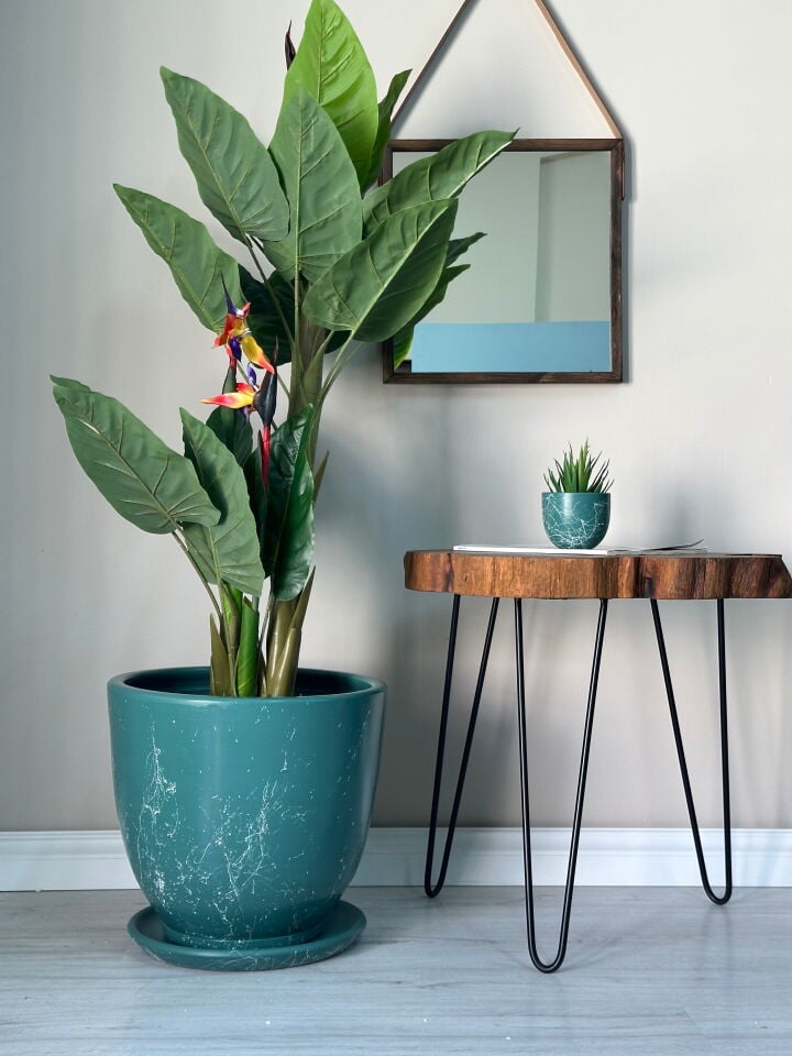 Klasik Saksı Tabaklı Mia Seri- Zümrüt Mermer Desenli