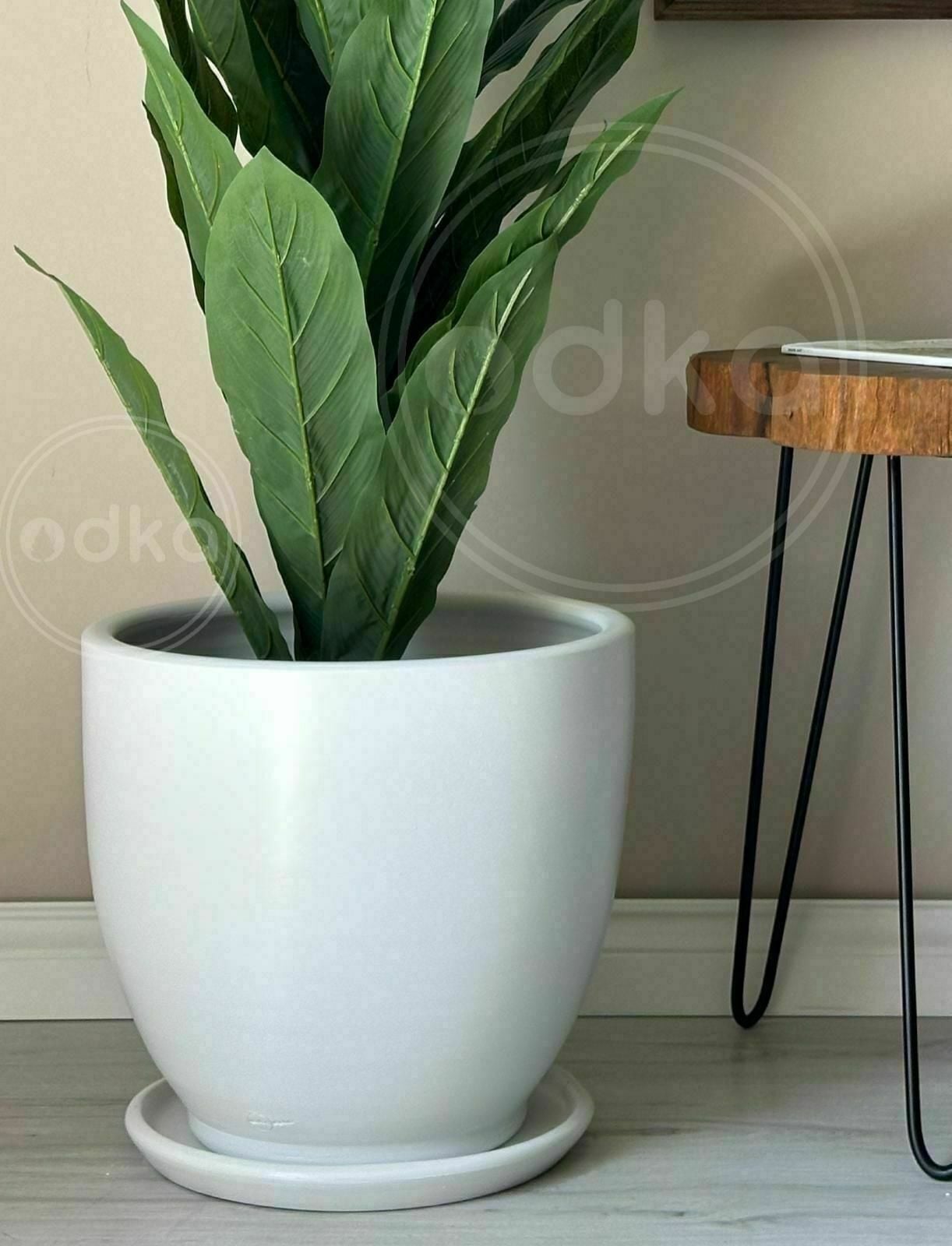 10 Lt Saksı Klasik Saksı Tabaklı Yükseklik 23cm Çap 25cm Beyaz