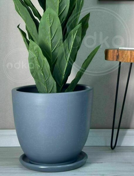 10 Lt Saksı Klasik Saksı Tabaklı Yükseklik 23cm Çap 25cm Koyu Füme