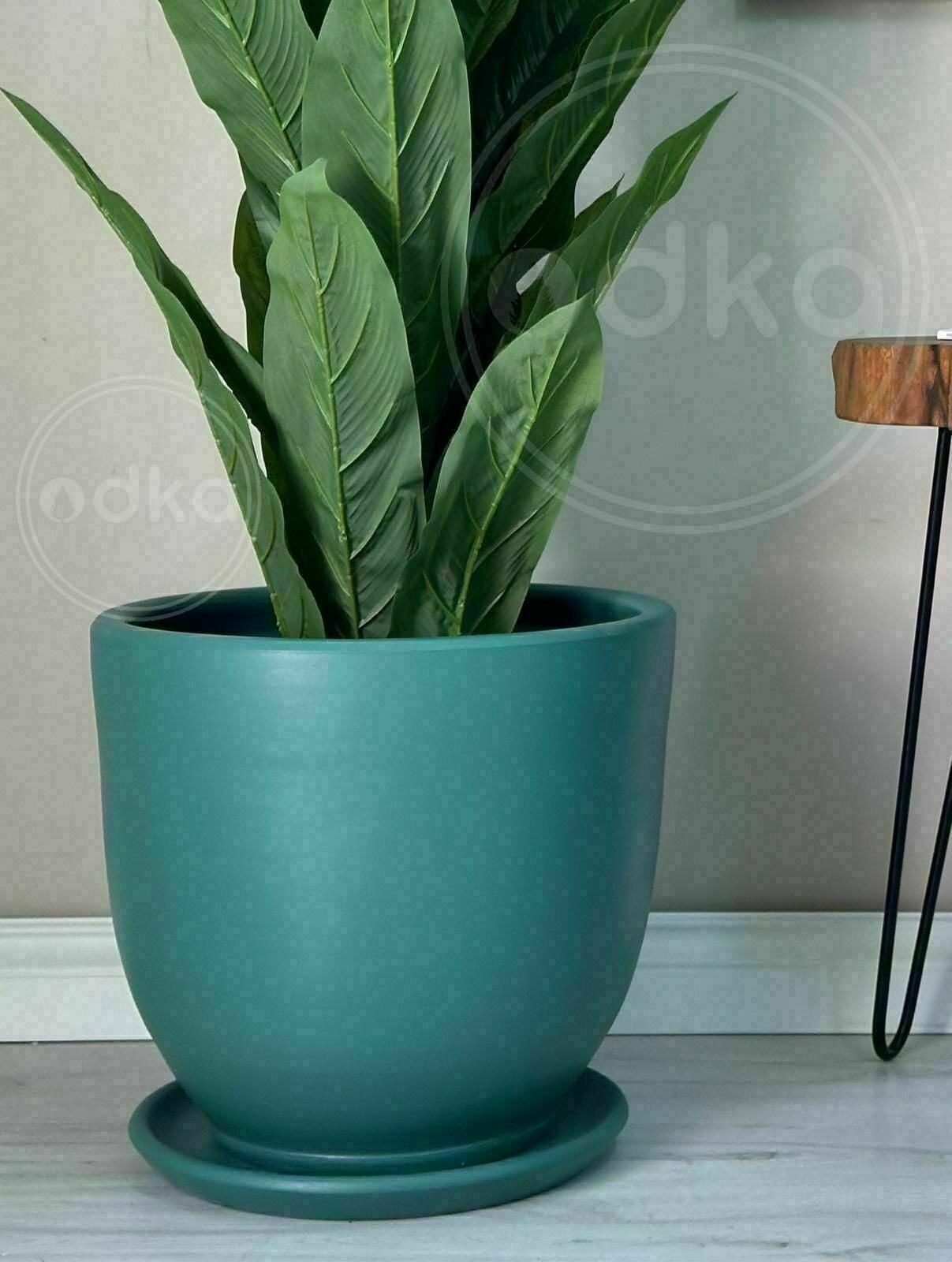 10 Lt Saksı Klasik Saksı Tabaklı Yükseklik 23cm Çap 25cm Zümrüt Yeşili
