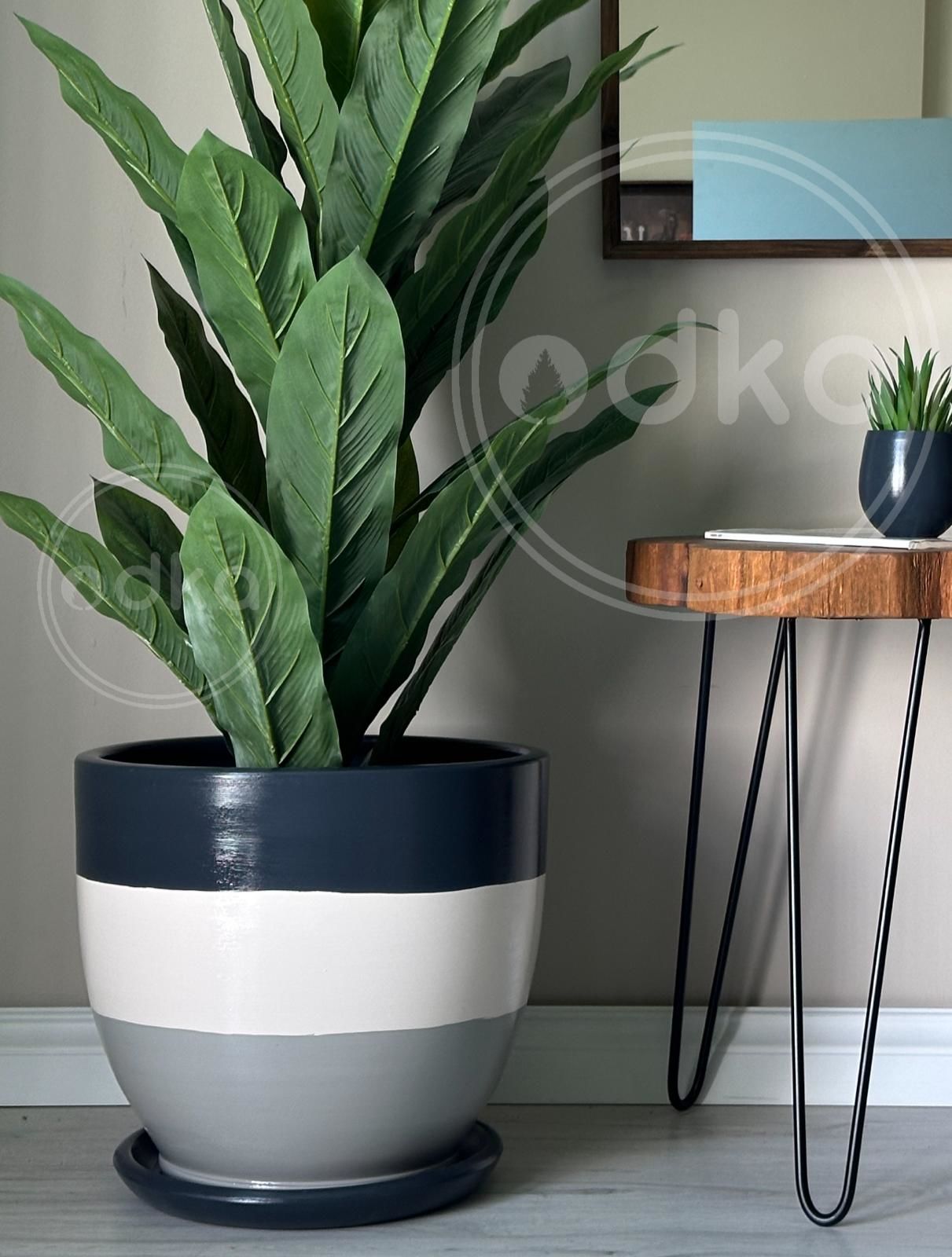 40 Litre Büyük Boy Klasik Saksı Tabaklı Yükseklik 38cm Çap 40cm