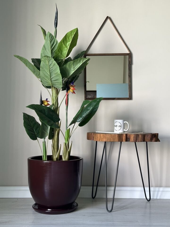 Klasik Saksı Tabaklı-Bordo