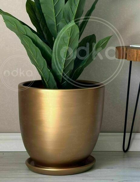 10 Lt Saksı Klasik Saksı Tabaklı Yükseklik 23cm Çap 25cm Gold