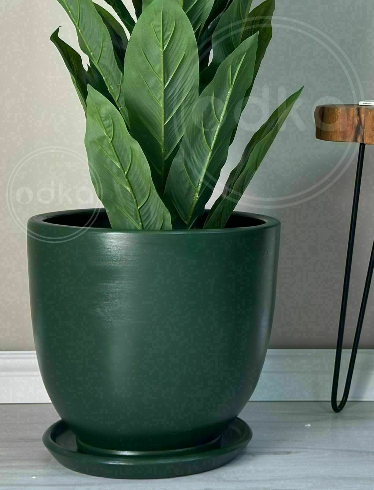10 Lt Saksı Klasik Saksı Tabaklı Yükseklik 23cm Çap 25cm Koyu Yeşil
