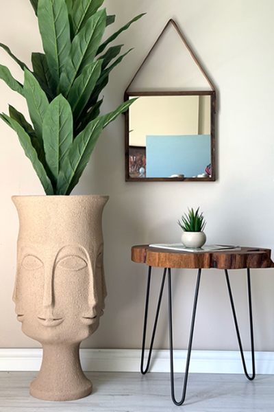 Odka Binbir Surat Fiber Saksı Bej H:77cmX Çap:38cmXİç Derinlik:40cm