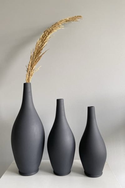3'lü İnce Ağızlı Vazo Seti  (25cm-30cm-35cm)