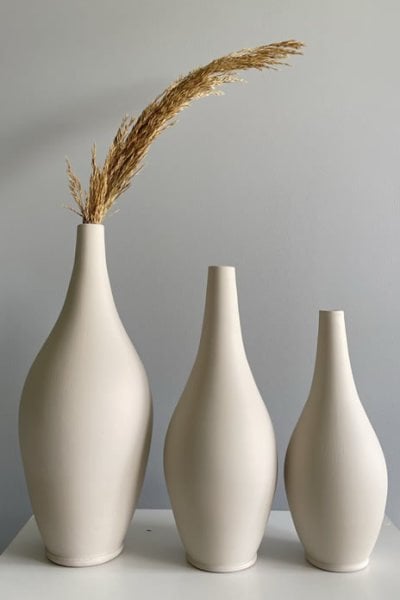 3'lü İnce Ağızlı Vazo Seti  (25cm-30cm-35cm)