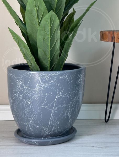 40 Litre Büyük Boy Klasik Saksı Tabaklı Yükseklik 38cm Çap 40cm