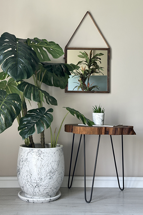 Armut Saksı Mia- Beyaz Mermer Desenli