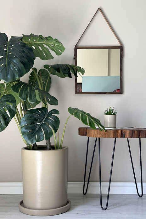 Silindir Saksı -Bej