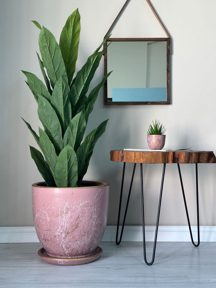 Klasik Saksı Tabaklı Lily Seri- Pembe Beyaz Gold