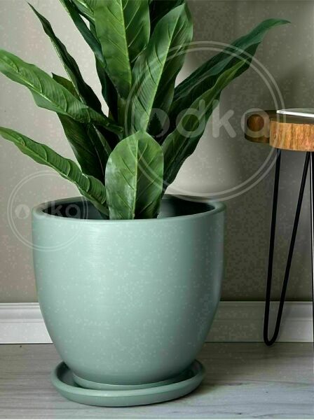 10 Lt Saksı Klasik Saksı Tabaklı Yükseklik 23cm Çap 25cm Mint Yeşili