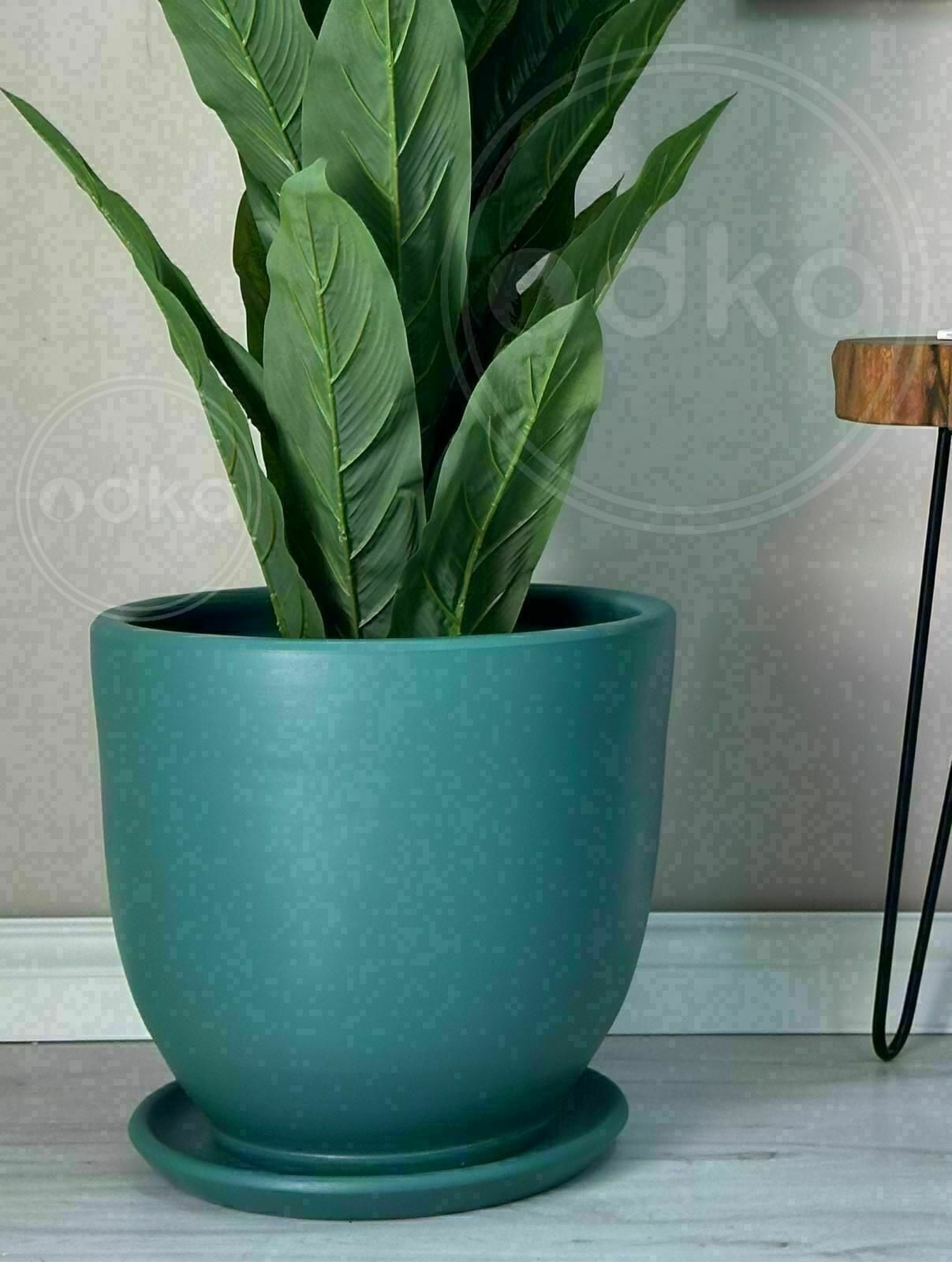10 Lt Saksı Klasik Saksı Tabaklı Yükseklik 23cm Çap 25cm Zümrüt Yeşili