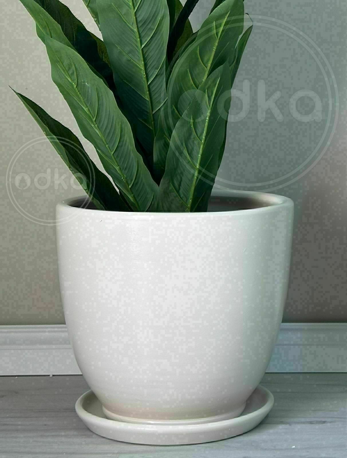 10 Lt Saksı Klasik Saksı Tabaklı Yükseklik 23cm Çap 25cm Ekru