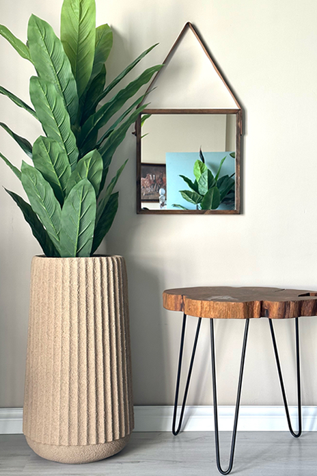 Oyuklu Fiber Saksı Bej Renk