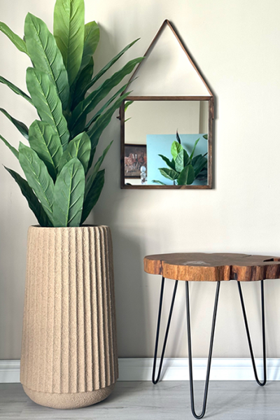 Oyuklu Fiber Saksı Bej Renk