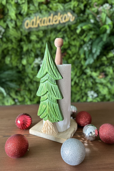 Ahşap Oyma Peçetelik Kağıt Rulo Havluluk Çam Ağacı