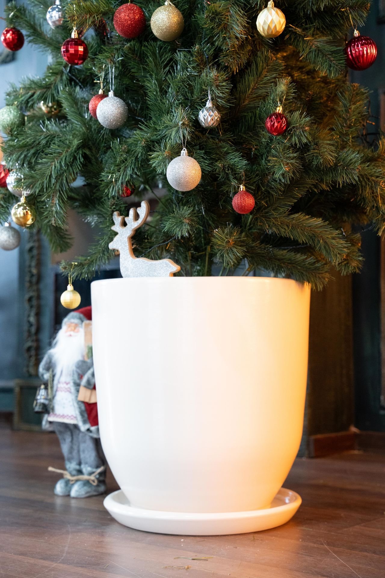 60 Litre Klasik Büyük Boy Saksı Tabaklı Yükseklik:46cm Çap:46cm