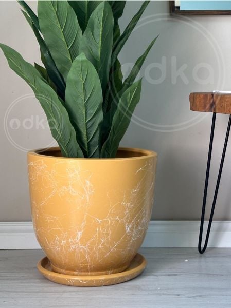60 Litre Büyük Boy Klasik Saksı Tabaklı Yükseklik 46cm Çap 46cm