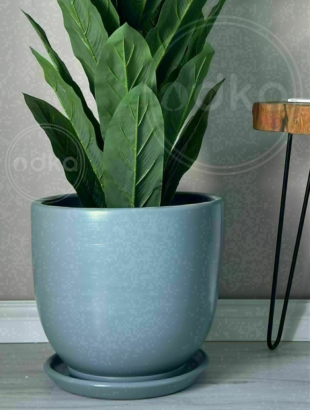 10 Lt Saksı Klasik Saksı Tabaklı Yükseklik 23cm Çap 25cm Füme