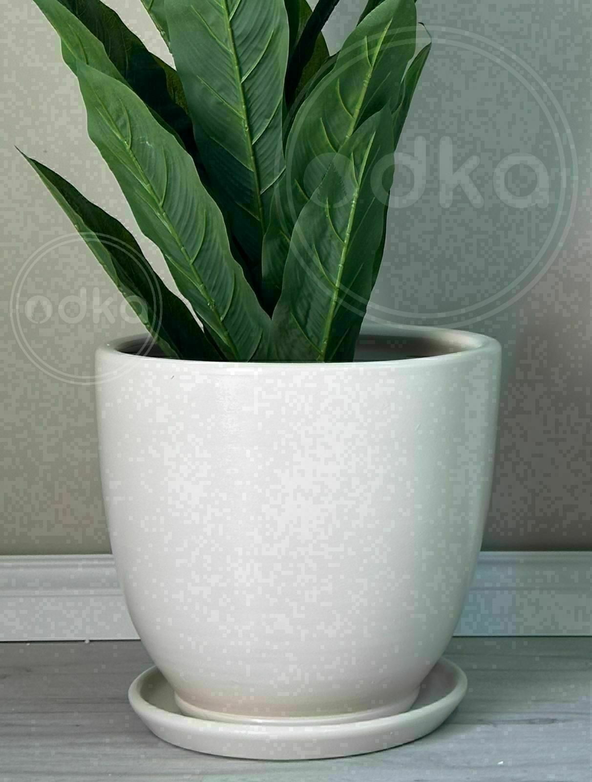 10 Lt Saksı Klasik Saksı Tabaklı Yükseklik 23cm Çap 25cm Ekru
