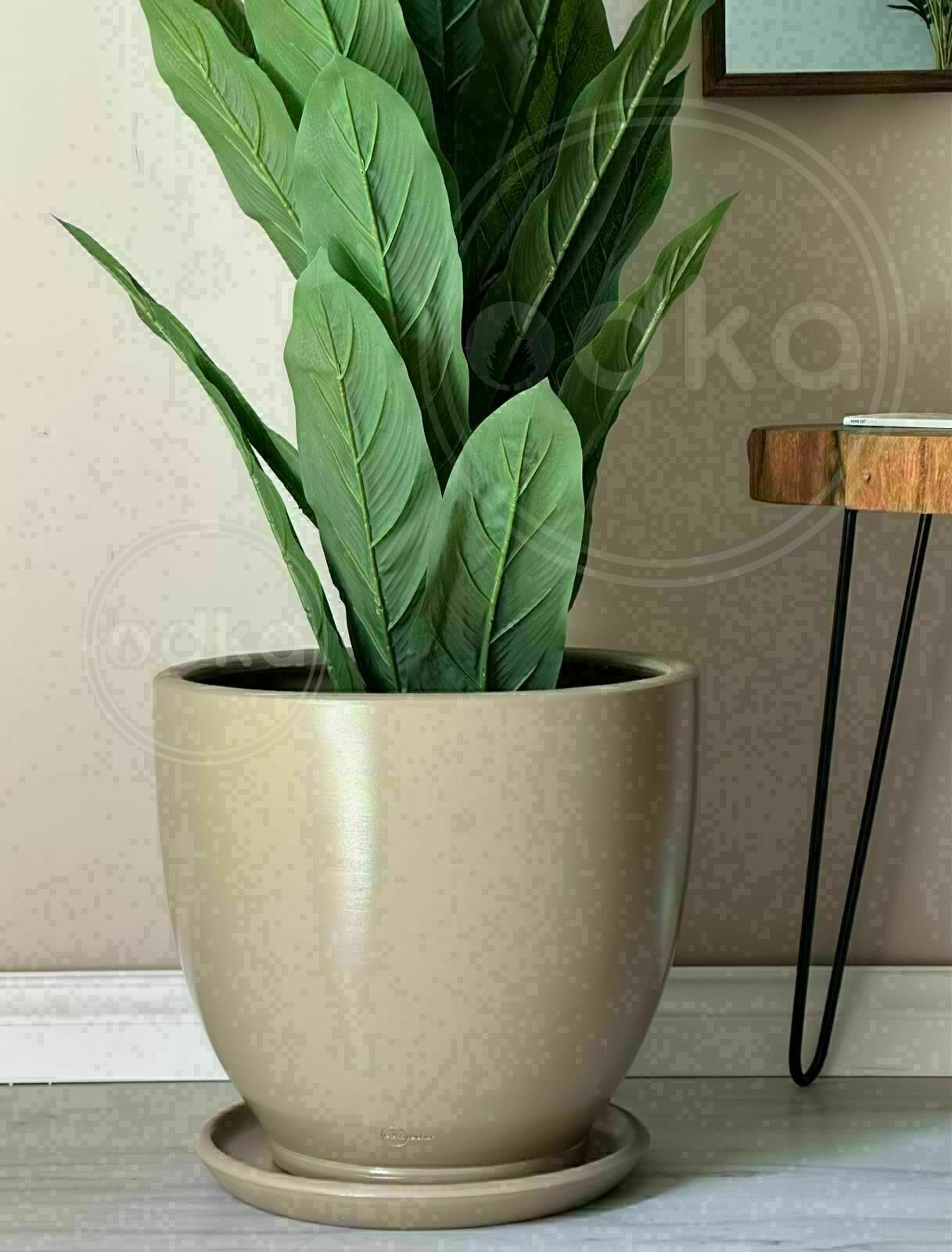 10 Lt Saksı Klasik Saksı Tabaklı Yükseklik 23cm Çap 25cm Bej