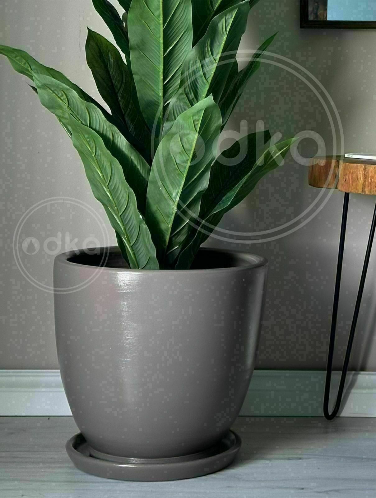 10 Lt Saksı Klasik Saksı Tabaklı Yükseklik 23cm Çap 25cm Vizon