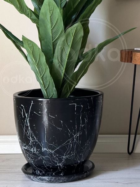 40 Litre Büyük Boy Klasik Saksı Tabaklı Yükseklik 38cm Çap 40cm