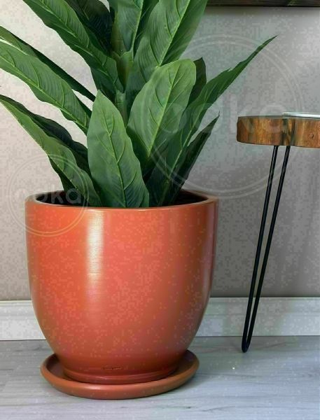 10 Lt Saksı Klasik Saksı Tabaklı Yükseklik 23cm Çap 25cm Kiremit (Naturel)