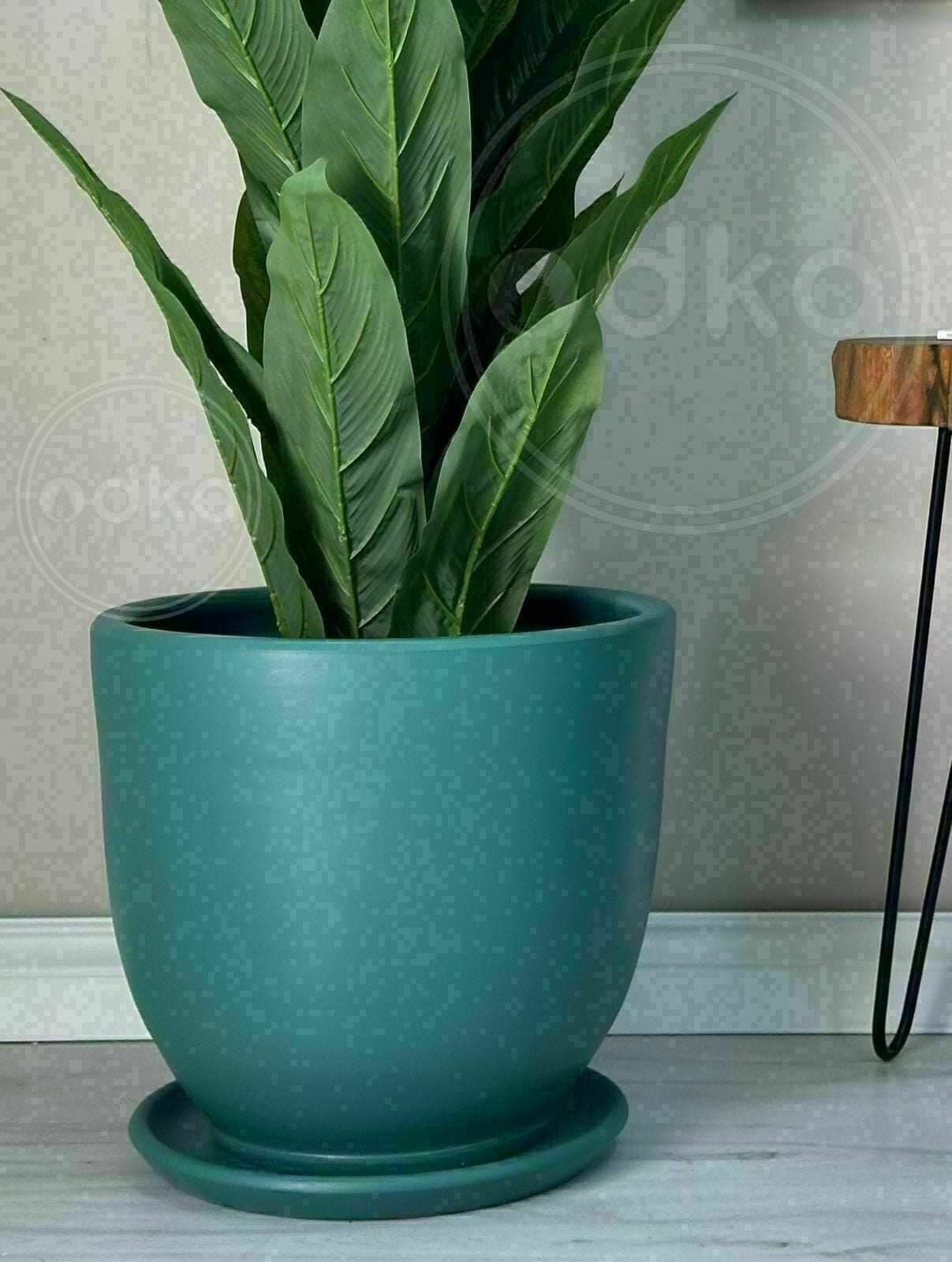 10 Lt Saksı Klasik Saksı Tabaklı Yükseklik 23cm Çap 25cm Zümrüt Yeşili