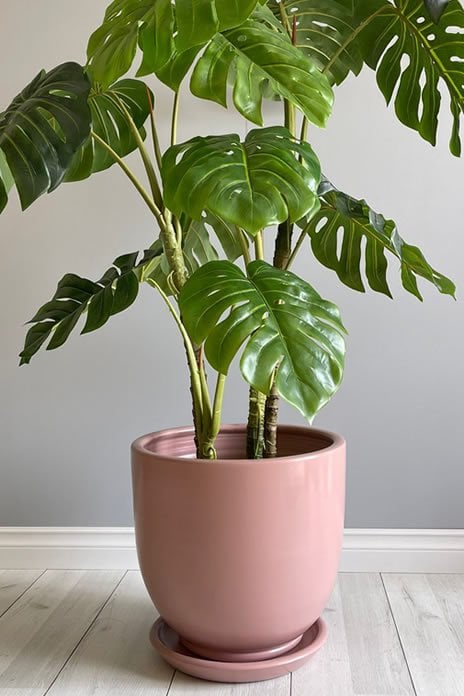 Klasik Saksı Tabaklı-Pembe Yükseklik: 38cm Çap: 40cm