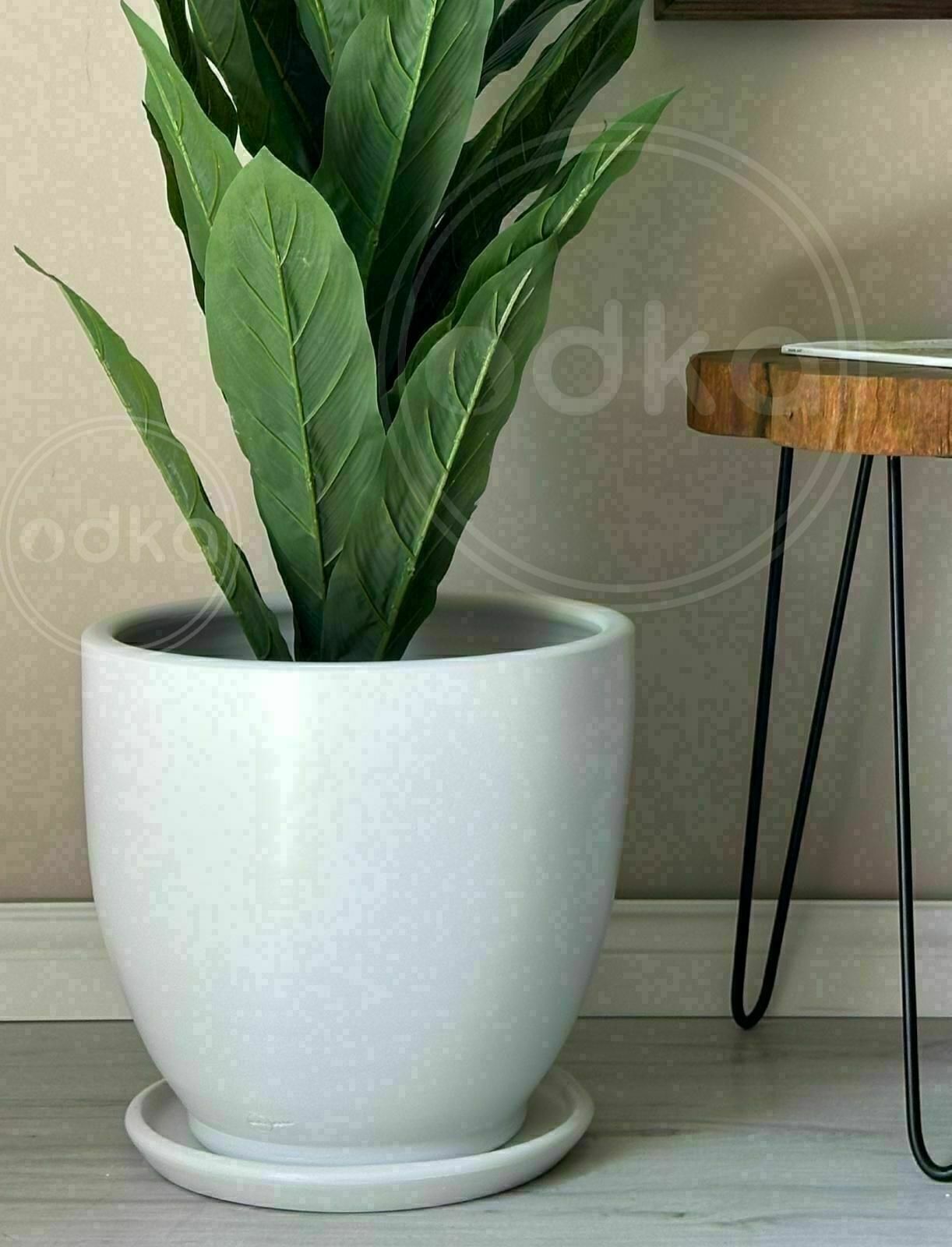 10 Lt Saksı Klasik Saksı Tabaklı Yükseklik 23cm Çap 25cm Beyaz