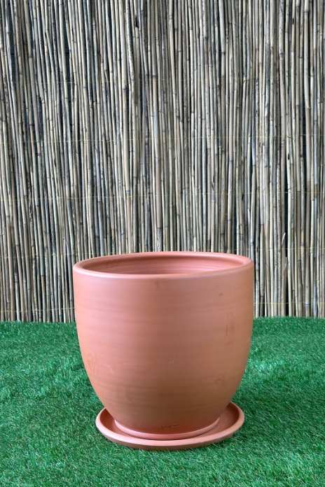 Klasik U Modeli Doğal El yapımı Terracotta Çömlek Saksı Tabaklı H:38cm X Çap:40cm (40 Litre)