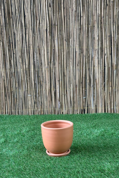 Klasik U Modeli Doğal El yapımı Terracotta Çömlek Saksı Tabaklı Yükseklik: 17cm Çap: 19cm