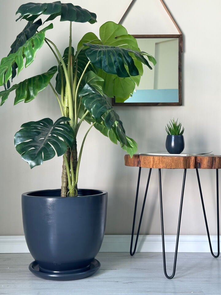 60 Litre Büyük Boy Klasik Saksı Tabaklı Yükseklik 46cm Çap 46cm