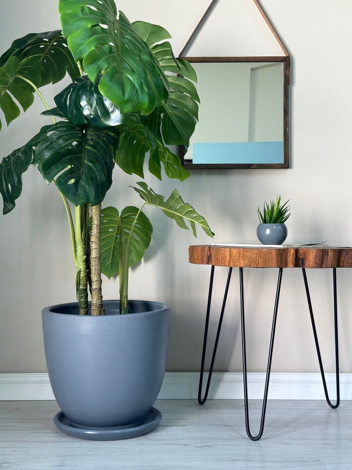 60 Litre Büyük Boy Klasik Saksı Tabaklı Yükseklik 46cm Çap 46cm