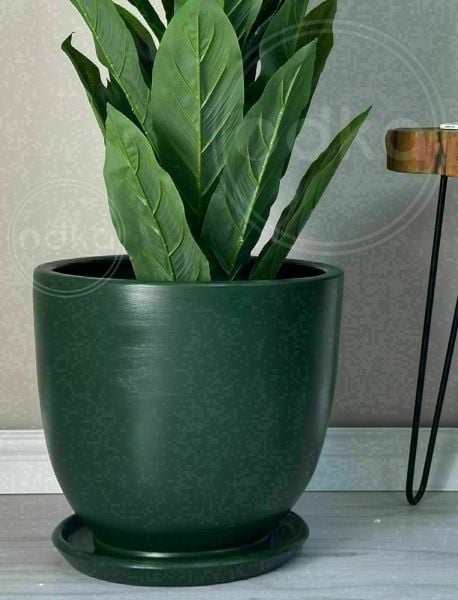 10 Lt Saksı Klasik Saksı Tabaklı Yükseklik 23cm Çap 25cm Koyu Yeşil