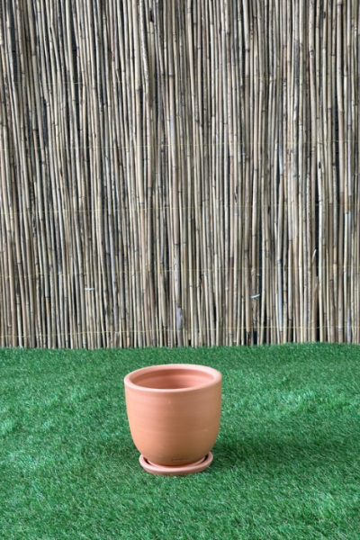 Klasik U Modeli Doğal El yapımı Terracotta Çömlek Saksı Tabaklı Yükseklik: 15cm Çap: 15cm
