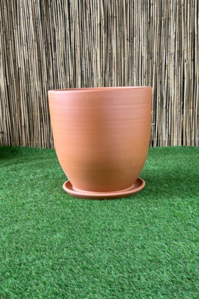 Klasik U Modeli Doğal El yapımı Terracotta Çömlek Saksı Tabaklı Yükseklik: 47cm Çap: 48cm