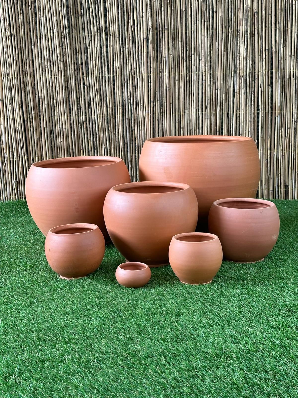 Küre Modeli Doğal El yapımı Terracotta Çömlek Saksı Tabaklı