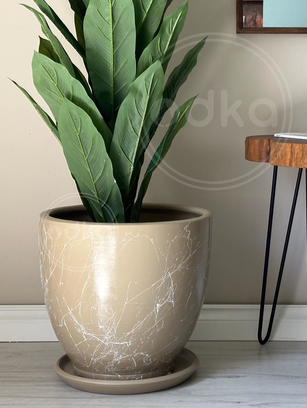 40 Litre Büyük Boy Klasik Saksı Tabaklı Yükseklik 38cm Çap 40cm