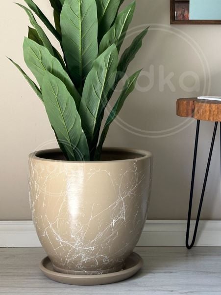 40 Litre Büyük Boy Klasik Saksı Tabaklı Yükseklik 38cm Çap 40cm